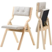 VEVOR Wooden Folding Chairs with Cushion,Set of 2, Portable Foldable Cushion Chair with Wooden Frame,Modern Padded Dining Chair for Kitchen, Office, Wedding, Party, Dining Room, Easy Assembly, Beige