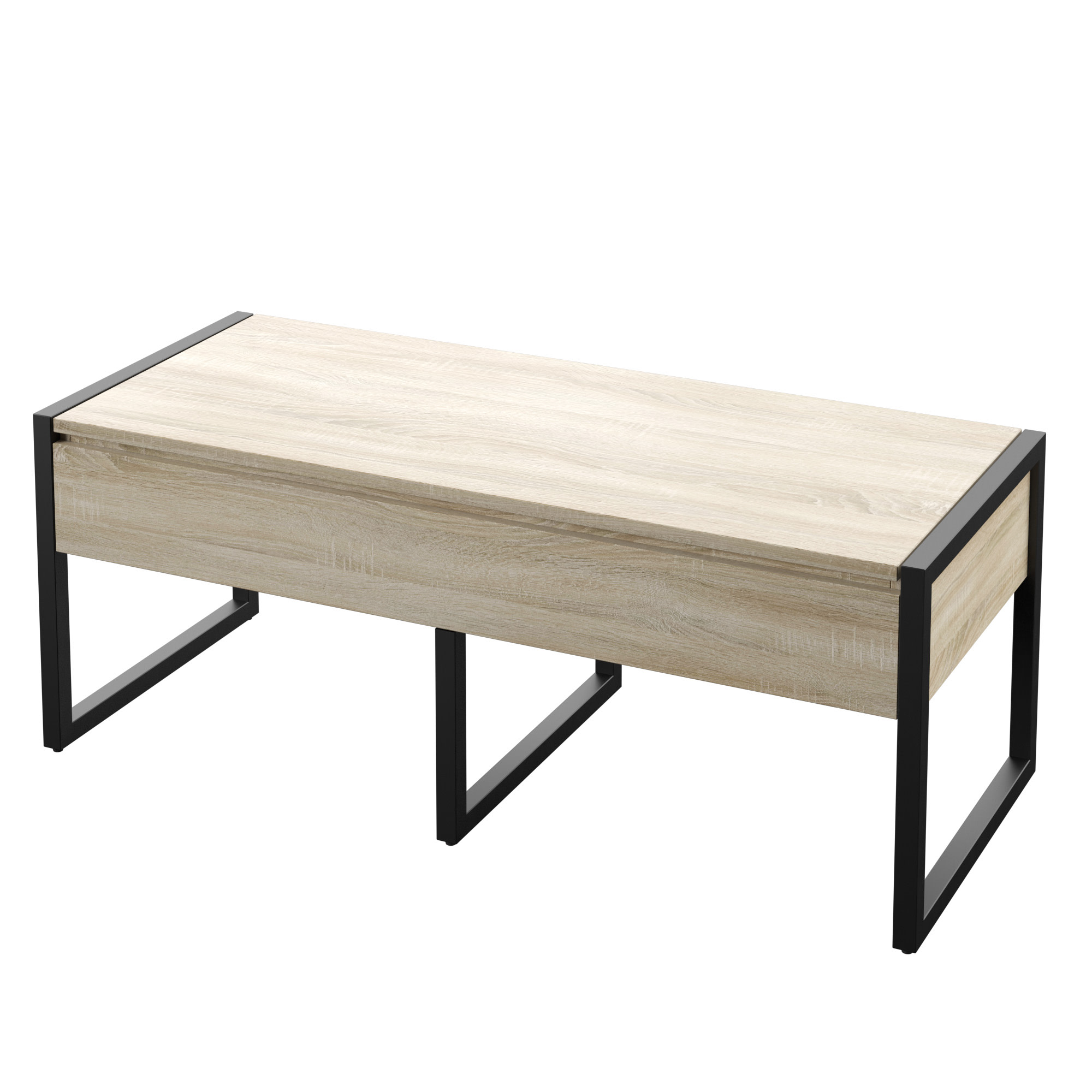 Twin Star Home 16" Entryway Storage Bench with Metal Frame, Bishop Oak