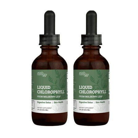(2 pack) Earth Harmony Liquid Chlorophyll Drops - Immune Support, Immunity Boost, Healthier Skin, Digestion- Peppermint Flavor - 2 fl oz