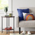 thumbnail image 2 of Wood and Metal Round Dorm End Table Espresso: Modern Industrial Style, Storage Shelf, 2 of 3