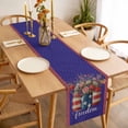 thumbnail image 3 of Table Runner 120 Inches Long for Kitchen Dining, Independence Day Dresser Scarf Farmhouse, Dining Table Decorations for Wedding/Parties, US Flag Spring Flowers Vintage Blue Stars 13 x 120 In, 3 of 8