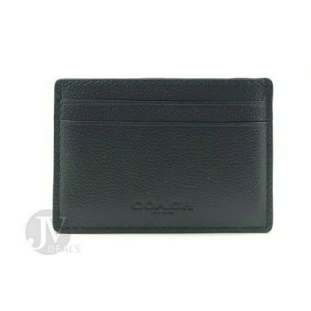 Coach Men's Money Clip Card Case Calf Leather Wallet, F75459 (Black)