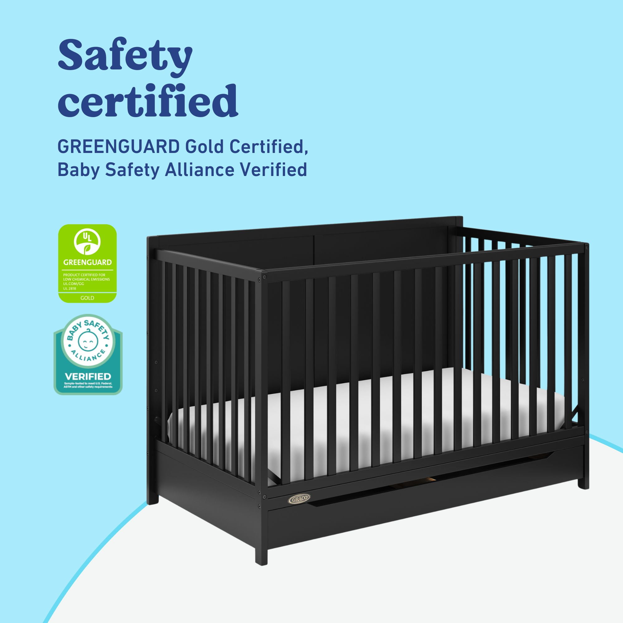 Graco Melrose 5-in-1 Convertible Baby Crib with Drawer, Black