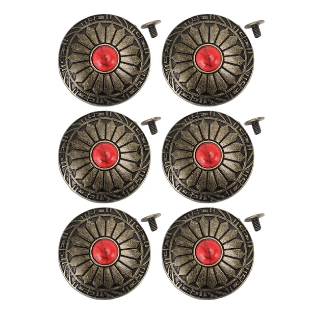 Botones Decorativos, Metal Y Patrón De Girasol Rojo Turquesa, Diseño Desmontable, Botones Traseros Con Tornillos, 10 Juegos Para Manualidades