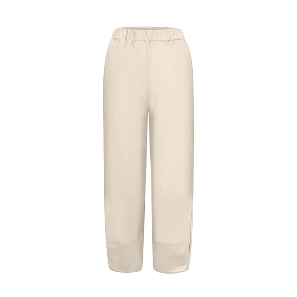 Pantalones cortos elásticos de algodón para mujer: color liso, cintura media, bolsillos; pantalones informales para todas las estaciones, corte regular.