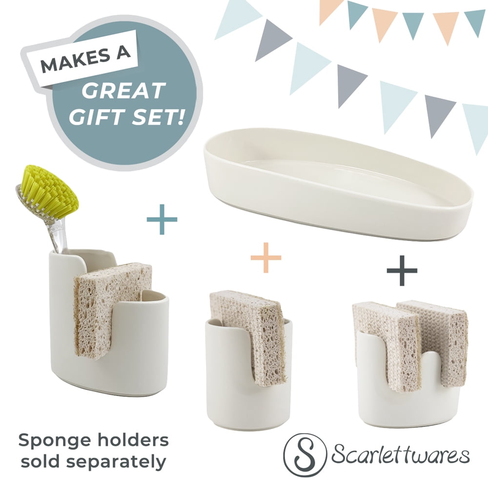 Scarlettwares Ceramic Dish Soap And Sponge Holder Tray Kitchen Tray