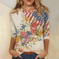thumbnail image 3 of KDDYLITQ 250th Anniversary Usa Shirts for Women Freedom American Flag Crew Neck Tops Vintage Printed 4th Of July Tees Usa Star Stripes Graphic 3/4 Sleeve T-Shirts Complexion 3XL, 3 of 6
