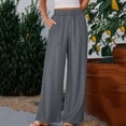 thumbnail image 1 of TaTaai Women's Casual Wide Leg Pants Denim-Like Fabric Elastic Waist Loose Fit Solid Color Trousers with Two Side Pockets for Comfortable Daily Outfits Gift, 1 of 8