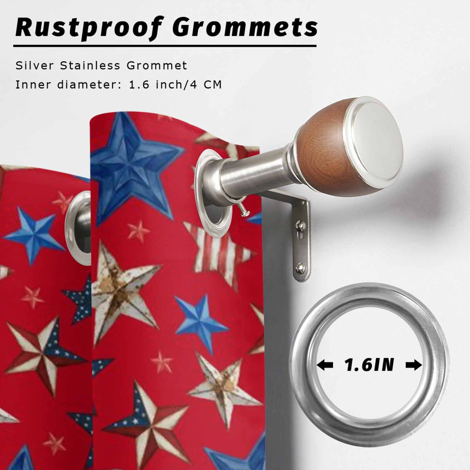 4th of July Outdoor Curtains for Patio, Mottled Usa Flag Striped Stars Memorial Day Red Sunshade Privacy Drapes Grommet Waterproof Outside Curtains for Porch/Cabana/Balcony 54"x 108", 1 Panel
