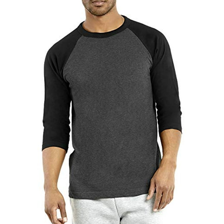 Oliver George 3/4 Sleeve Baseball T-Shirt-MBT001-Black/Charcoal-S