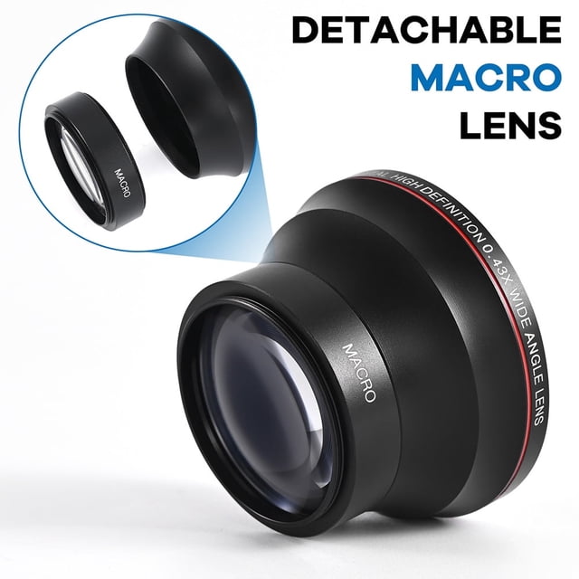 Lightdow 52mm 0.43x High-Definition Wide Angle + Macro Lens Attachment for Cannon Nikon Camera Lens