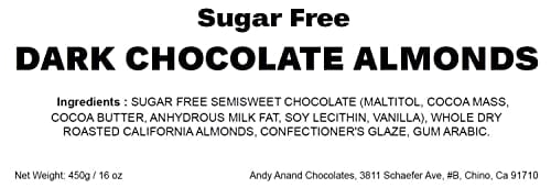 Andy Anand's Sugar Free Dark Chocolate Almonds For (1 Lbs)