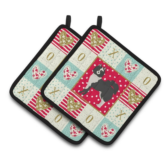 Elo Dog #2 Love Pair of Pot Holders