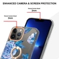 thumbnail image 3 of TECH CIRCLE For iPhone 15 Case,360 Rotatable Flower Pattern Shiny Ring Holder Kickstand Soft TPU Girls Women Case Shockproof Protective Phone Case for Apple iPhone 15 6.1" 2023,Blue, 3 of 4