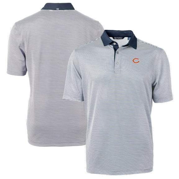 Men's Cutter & Buck Blue/White Chicago Bears Virtue Eco Pique Micro Stripe Recycled Polo