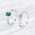 thumbnail image 2 of 6x4MM Baguette-Cut Lab-Created Emerald Chain-Fix Shank Solitaire Engagement Ring in 925 Sterling Silver – Elegant and Timeless Jewelry for Women, 2 of 4
