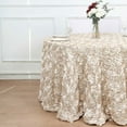 Efavormart 120" Beige Grandiose 3D Rosette Satin Round Tablecloth For ...