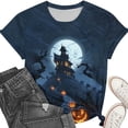 thumbnail image 3 of Womens Graphic T-Shirts Pumpkin Print Tops Crew Neck Short Sleeve Fall Halloween Tees Casual Holiday Party Blouse Summer Essential, 3 of 6