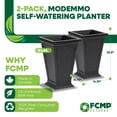 thumbnail image 2 of FCMP Outdoor Modemmo Self-Watering Planter, Argyle Pattern, Black, Set of 2, 2 of 10
