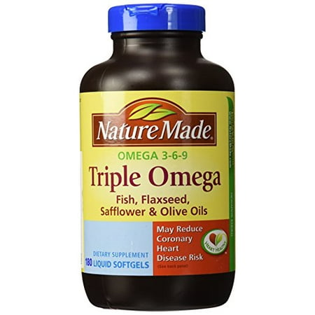 Nature Made Triple Omega 3 6 9 - poisson, graines de lin, de carthame et les huiles d'olive - 180 gélules