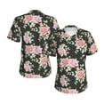thumbnail image 3 of Yiaed Rose Flowers Print Women's T Shirt V-Neck Short Sleeve Shirt Casual Breathable Tee Summer Tops-Small, 3 of 5