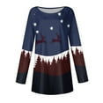 thumbnail image 4 of MHFRRA Camiseta de Manga Larga con Estampado para Festividades, Cuello Redondo, Suave, Informal, Cómoda, Ropa Gráfica de Temporada Azul Oscuro, 4 of 4