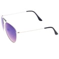 thumbnail image 3 of sunglassLA Unisex Modern Brow Bar Detail Slim Temple Metal Frame Colored Mirror Lens Aviator Sunglasses 62mm (Silver-Black / Blue Mirror) - 62mm, 3 of 4