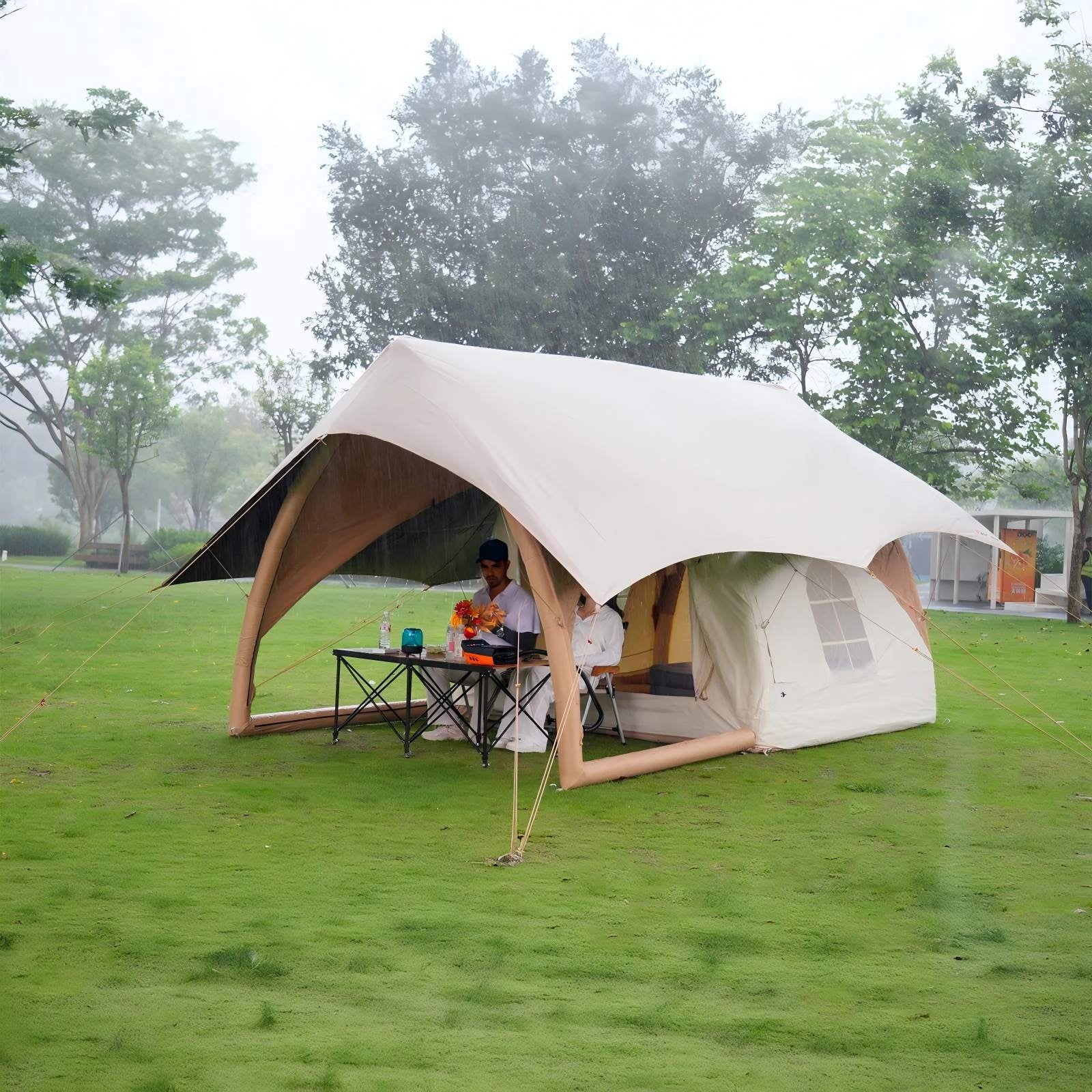 Mini Villa-Style Inflatable Tent,One Bedroom, One Living Room,Windproof, Sun-Resistant, and Breathable