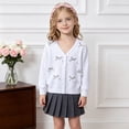 thumbnail image 6 of Kogui Little Girl Sweaters Girls Cropped Cardigan Sweater Kids Cute Long Sleeve Knitted Sweaters Tops Size 9-10 (White,9-10 Years), 6 of 9