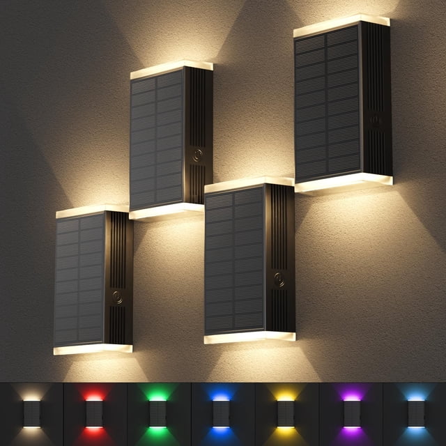 Lámpara solar de pared exterior UGDLUCK, 8 modos, IP67, impermeable, 4 unidades