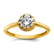 10k Solid Yellow Gold Tiara Collection Polished Cubic Zirconia Ring Size 7 Ring for Women