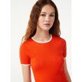 thumbnail image 6 of Free Assembly Women's Ribbed Crewneck Tee with Short Sleeves, Sizes XS-XXXL, 6 of 7