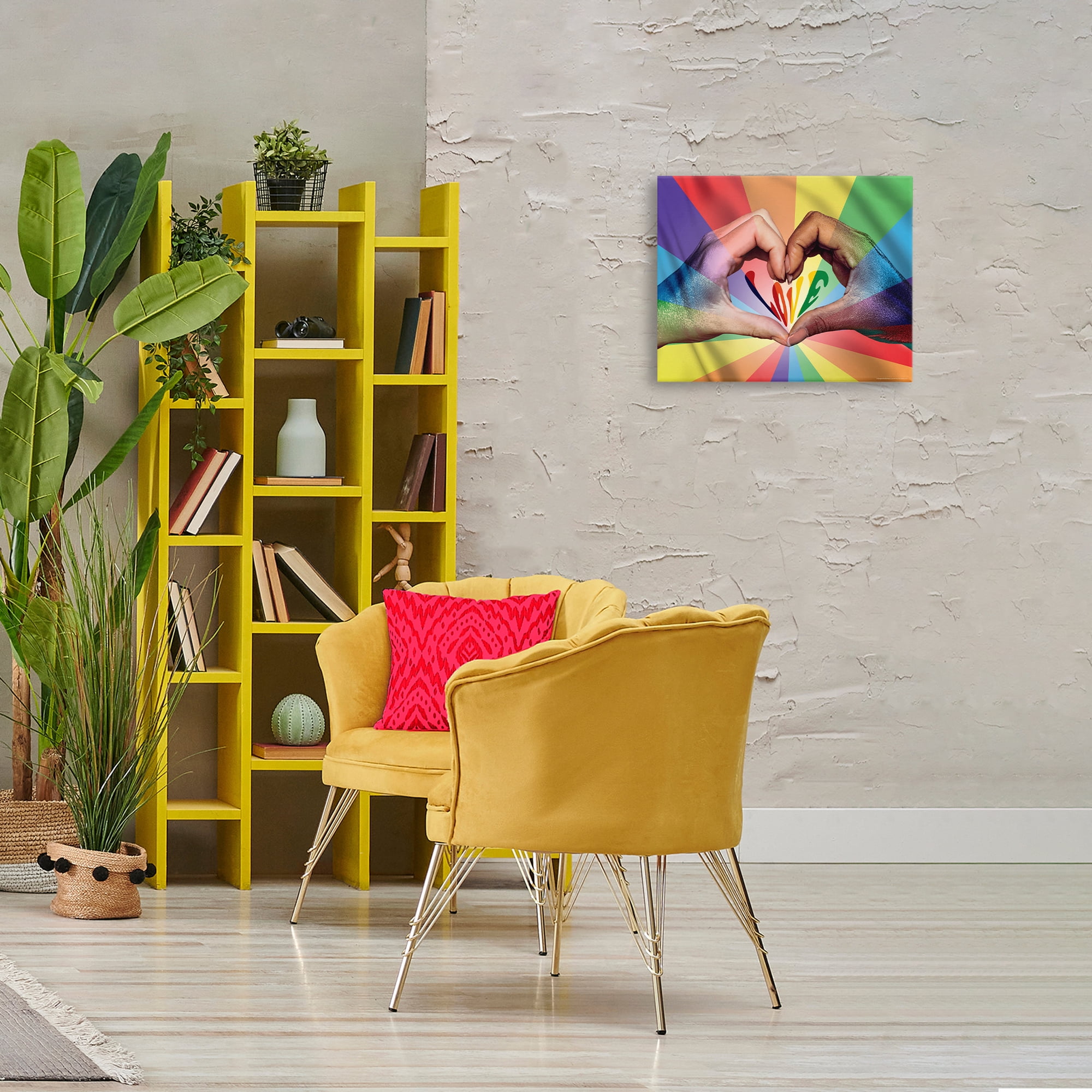 Stupell Industries Rainbow Love Hands Symbol People Painting Wrapped Canvas Art Print Wall Art, 20 x 16