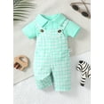 thumbnail image 2 of 3 Months Baby Boys Clothes 6 Months Boys 2PCS Summer Outfits Set Infant Boys Short Sleeve Top Overalls Shorts Set Green, 2 of 9