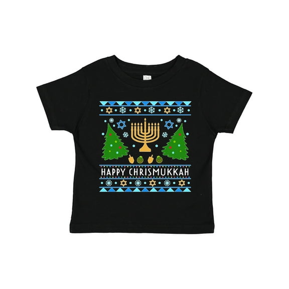Inktastic Happy Chrismukkah Sweater Style with Menorah and Trees Boys or Girls Toddler T-Shirt