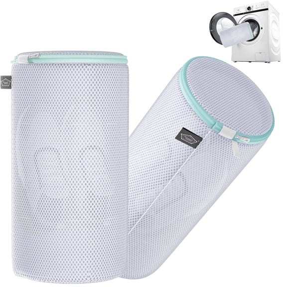 Kimmama Shoe Washing Machine Bag,Laundry Shoes Bags,Sneaker Wash Protector Sack,Sandwish Mesh,White,8x15",2 Pack