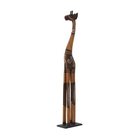 8" x 40" Orange Wood Giraffe Sculpture, by DecMode