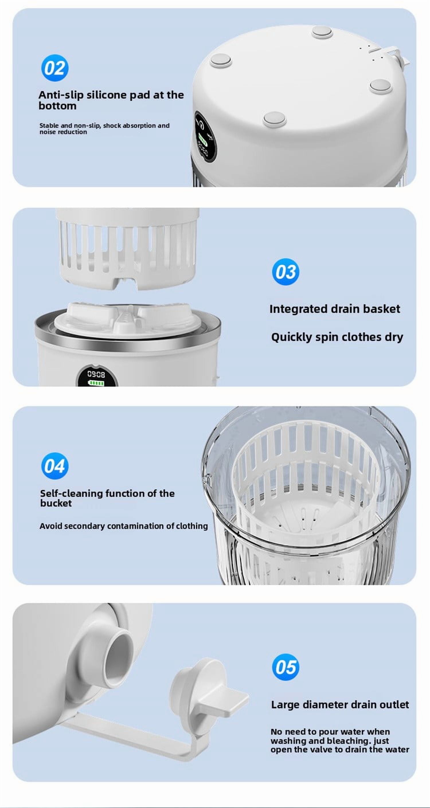 Mini Portable Washing Machine with Spin Dry For Underwear Socks Creative Gift Small Size All In One USB Charging Home Appliance Life Aparatus