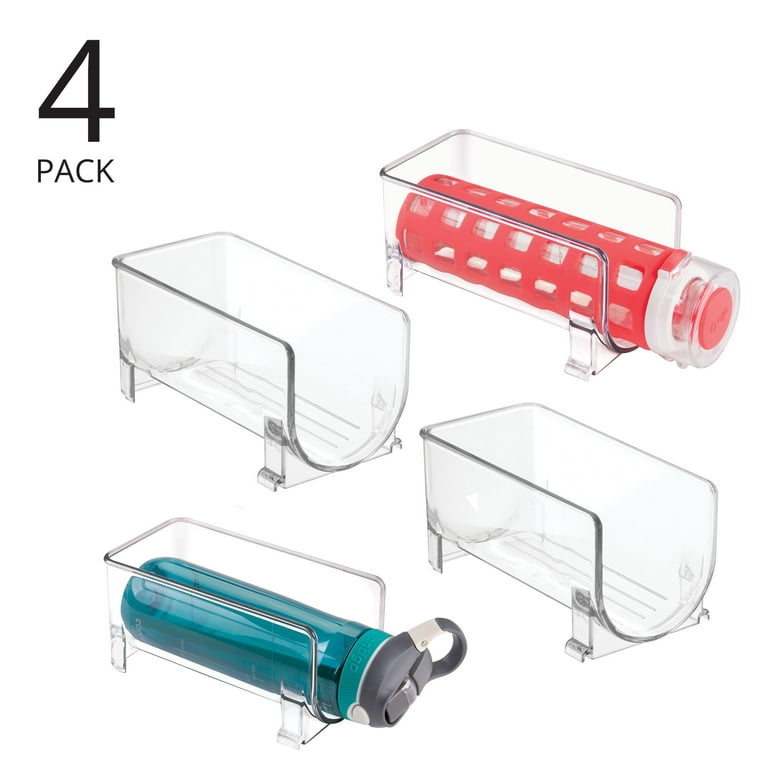 mDesign Water Bottle Holder Storage Organizer Rack, Stackable, 4 Pack - Clear
