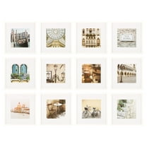 Gallery Perfect 12 Piece White Square Photo Frame Wall Kit with Art Prints & Hanging Template