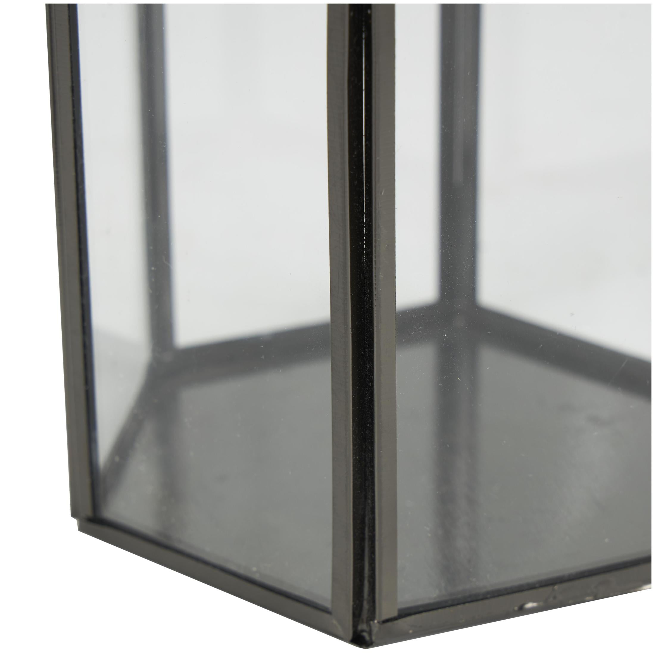 CosmoLiving by Cosmopolitan 3 Holder Clear Metal Geometric Hexagon Shaped Candle Lantern with Clear Glass, Set of 3