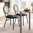 thumbnail image 2 of EastVita Set of 2 Black Metal Dining Chairs with Hand-Woven Rattan Backrest and Faux Leather Seat, 2 of 8
