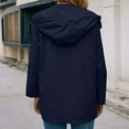 thumbnail image 6 of Lovskoo Rain Jackets for Women Waterproof Button Hooded Raincoat Windbreaker Long Sleeve Outdoor Trench Coats Tops Navy, 6 of 7