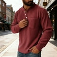 thumbnail image 5 of ZCFZJW Henley Knit Shirts for Men Big and Tall Regular Fit Casual Fall Spring Waffle Knited Quarter Button up Athletic T-Shirts Loose Lightweight Cozy Knitwear Tops with Pockets Red L, 5 of 9