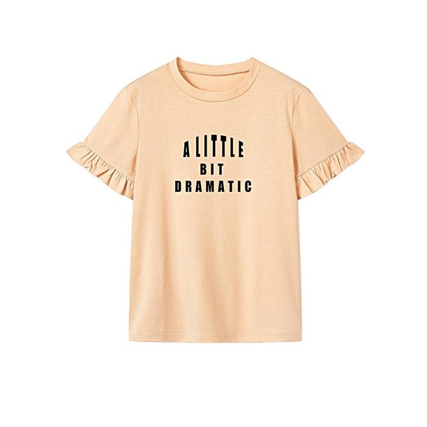 Camiseta de mujer de manga corta con cuello redondo y cuello redondo para oficina y camping SG