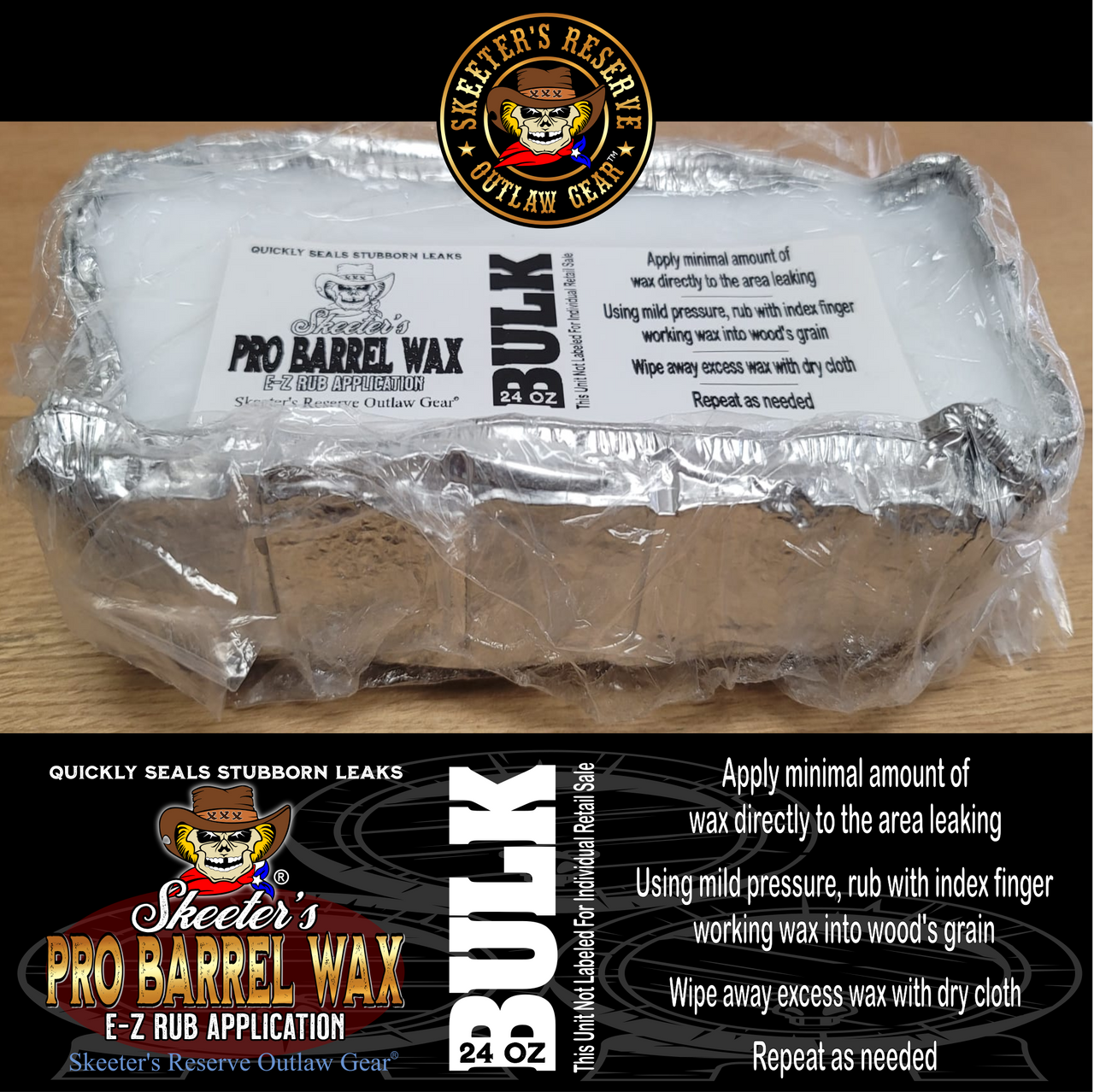Skeeter's Pro Barrel Wax (BULK) EZ Rub Application (24 oz)