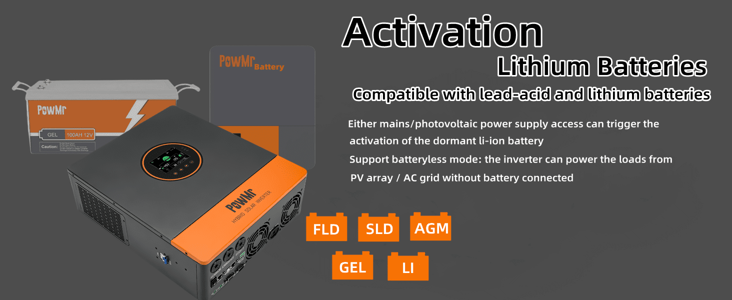 5000W Split Phase120V 110V AC Grid Tie 48V All In One Hybrid Inverter Built 100A MPPT Solar Charger Max Parallel 6 Inverters