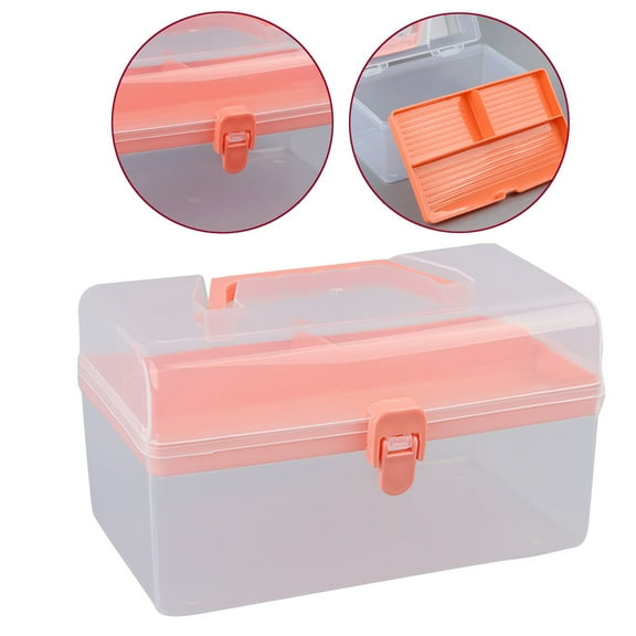 Plastic Craft Organizers, Storage Box with Removable Trays and Dividers, Art Supply Organizers and Storage, Ideal Containers for coloring Books, Toys, Craft , 1 Pcs, 8.54x4.84x5.0"