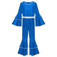 thumbnail image 5 of Haitryli Womens Shiny Metallic Flared Jumpsuit 70s Hippie Outfits Disco Party Festival Rave Romper Royal Blue L, 5 of 7