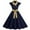 Navy, variant on Fashion Womens A Line Flare Vintage Dress Bowknot Prom Turndown Collar Sleeveless Polka Printing